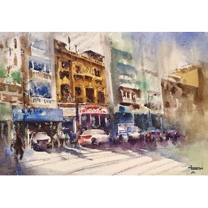 Farrukh Naseem, 15 x 22 Inch, Watercolor On Paper, Cityscape Painting,AC-FN-097